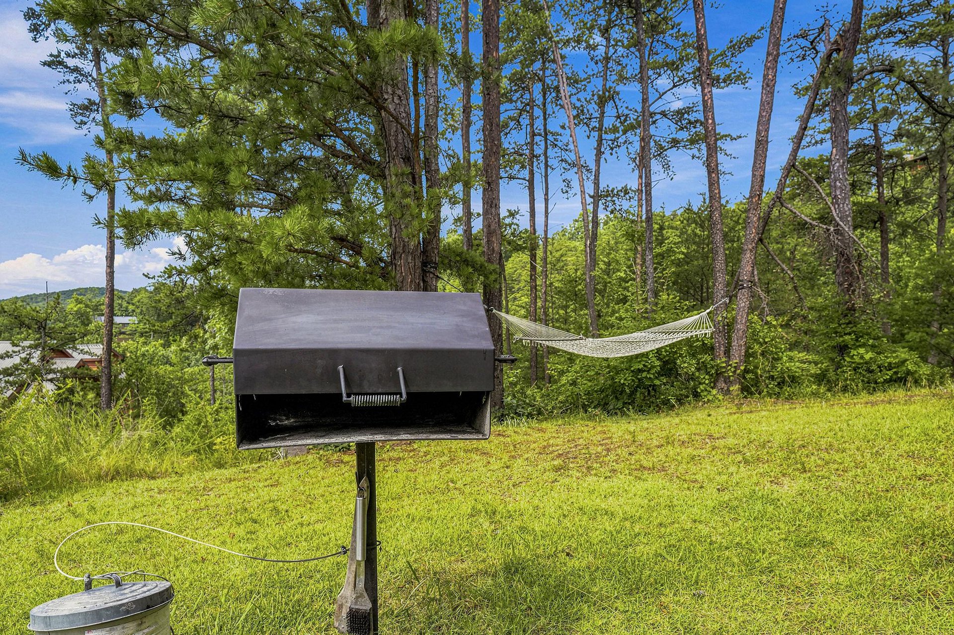 Fire up the grill and relax in your hammock, surrounded by towering pines and peaceful natural beauty—your perfect outdoor retreat awaits.