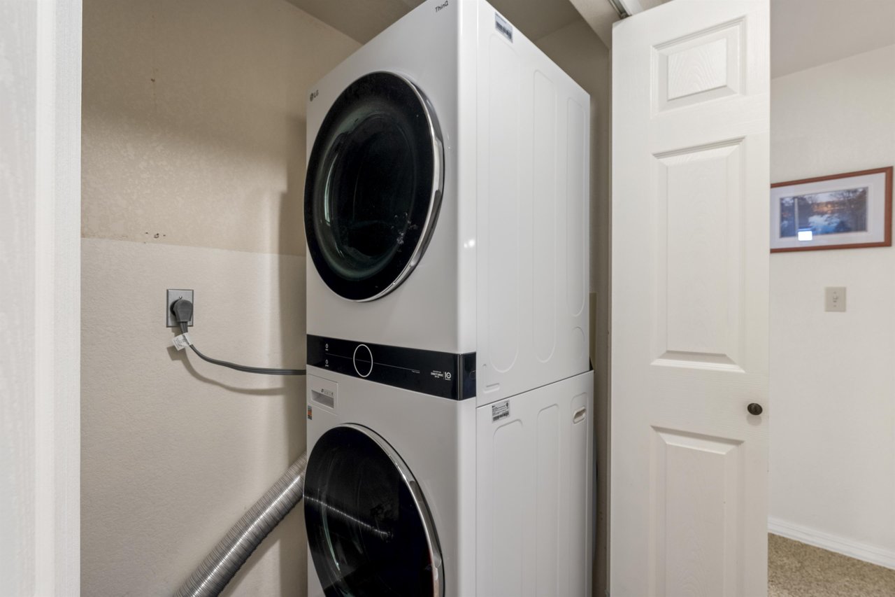 Washer and dryer in the home for guest use.