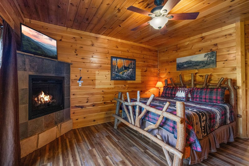 King Bed and Fireplace