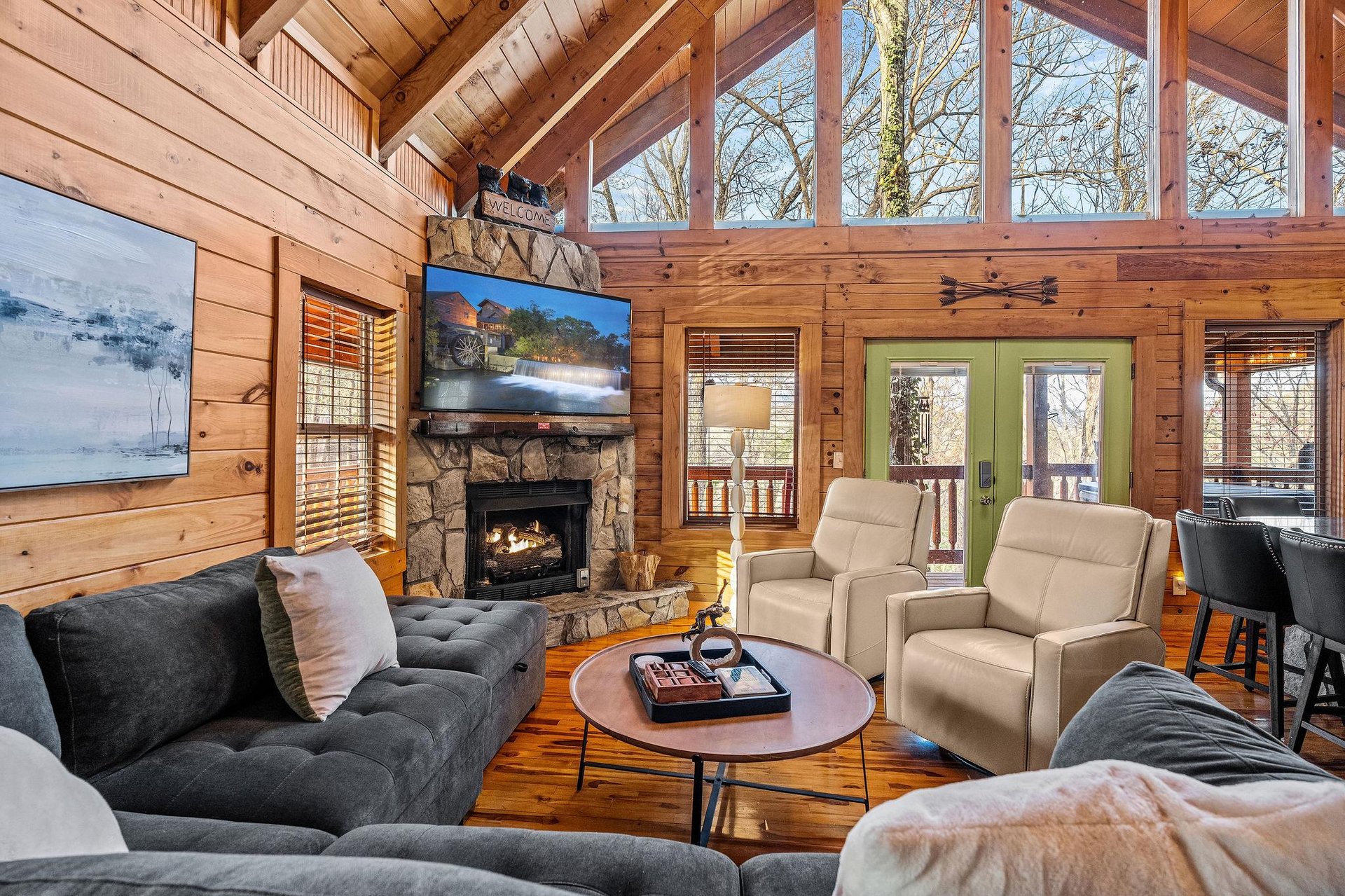Living room with fireplace