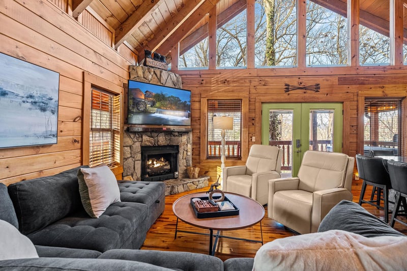 Living room with fireplace