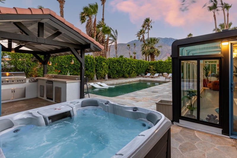 Relax in the above ground spa