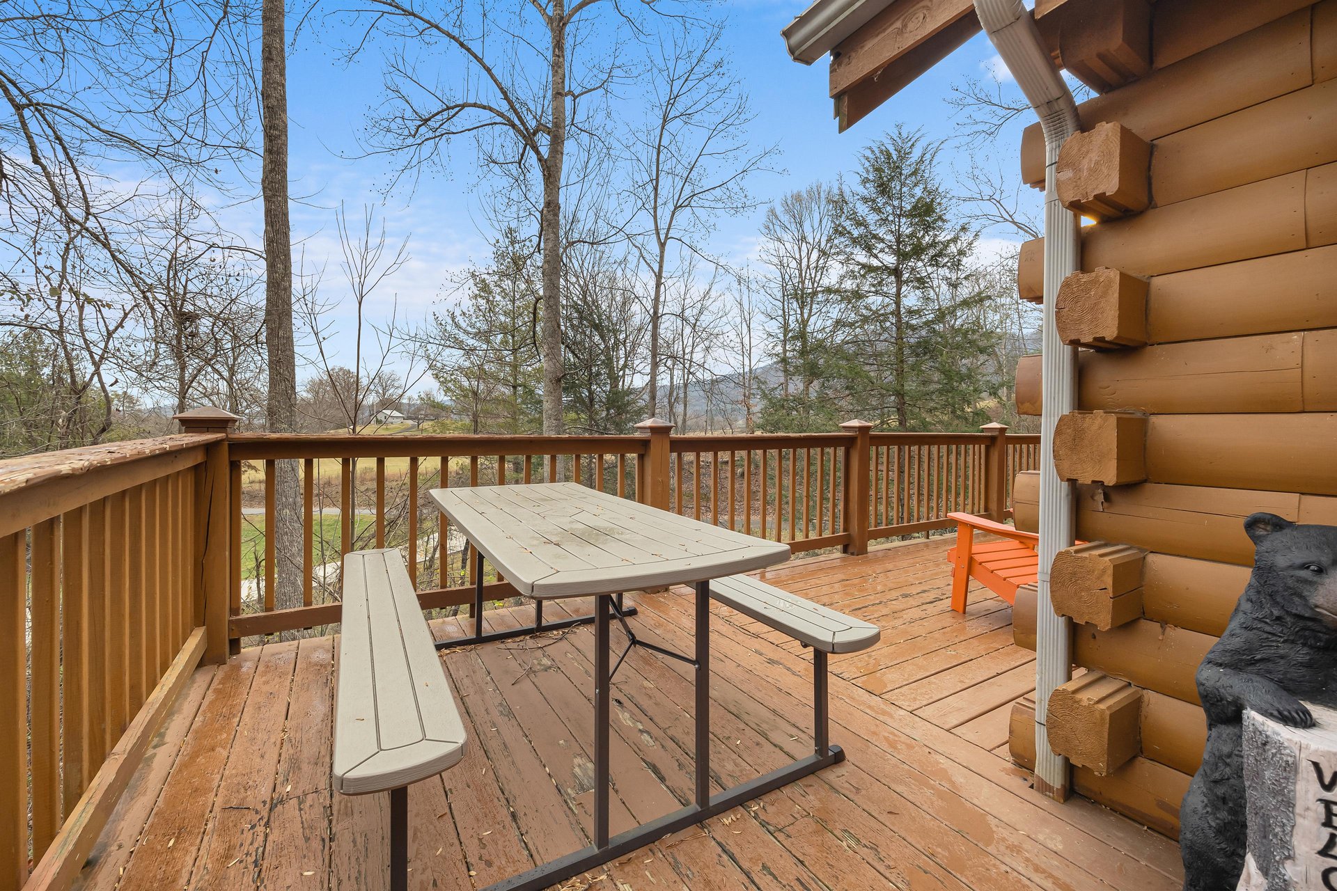 Picnic table on deck