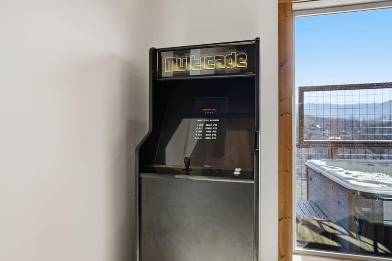 Challenge friends to classic arcade gaming while enjoying stunning views of the surrounding cityscape from your entertainment space.