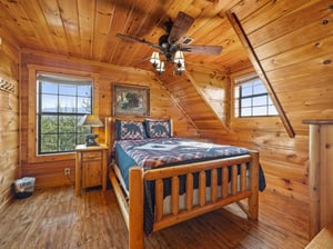 Queen bed with windows