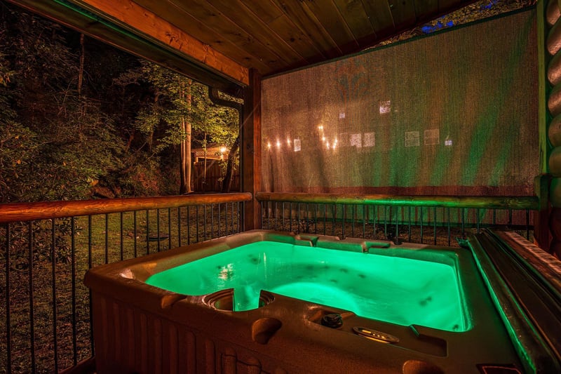 Hot tub with night view