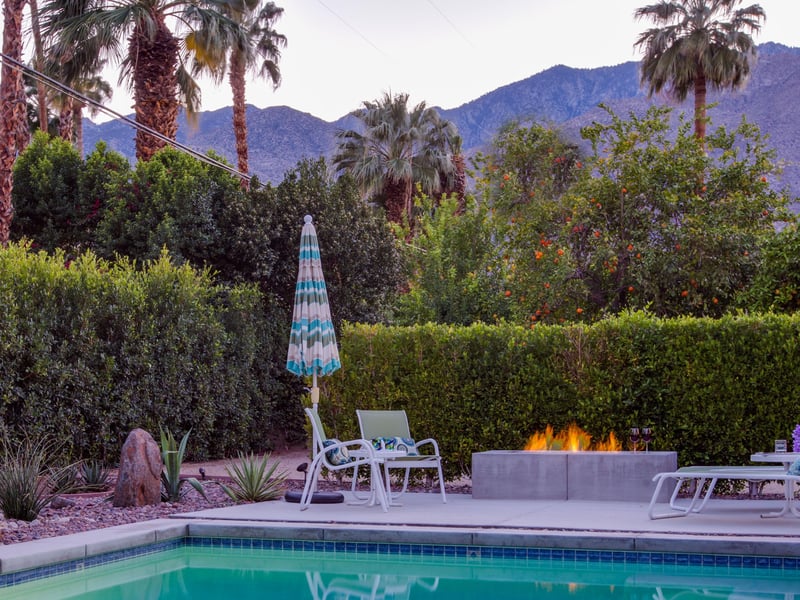 Enjoy a cozy fire by the pool