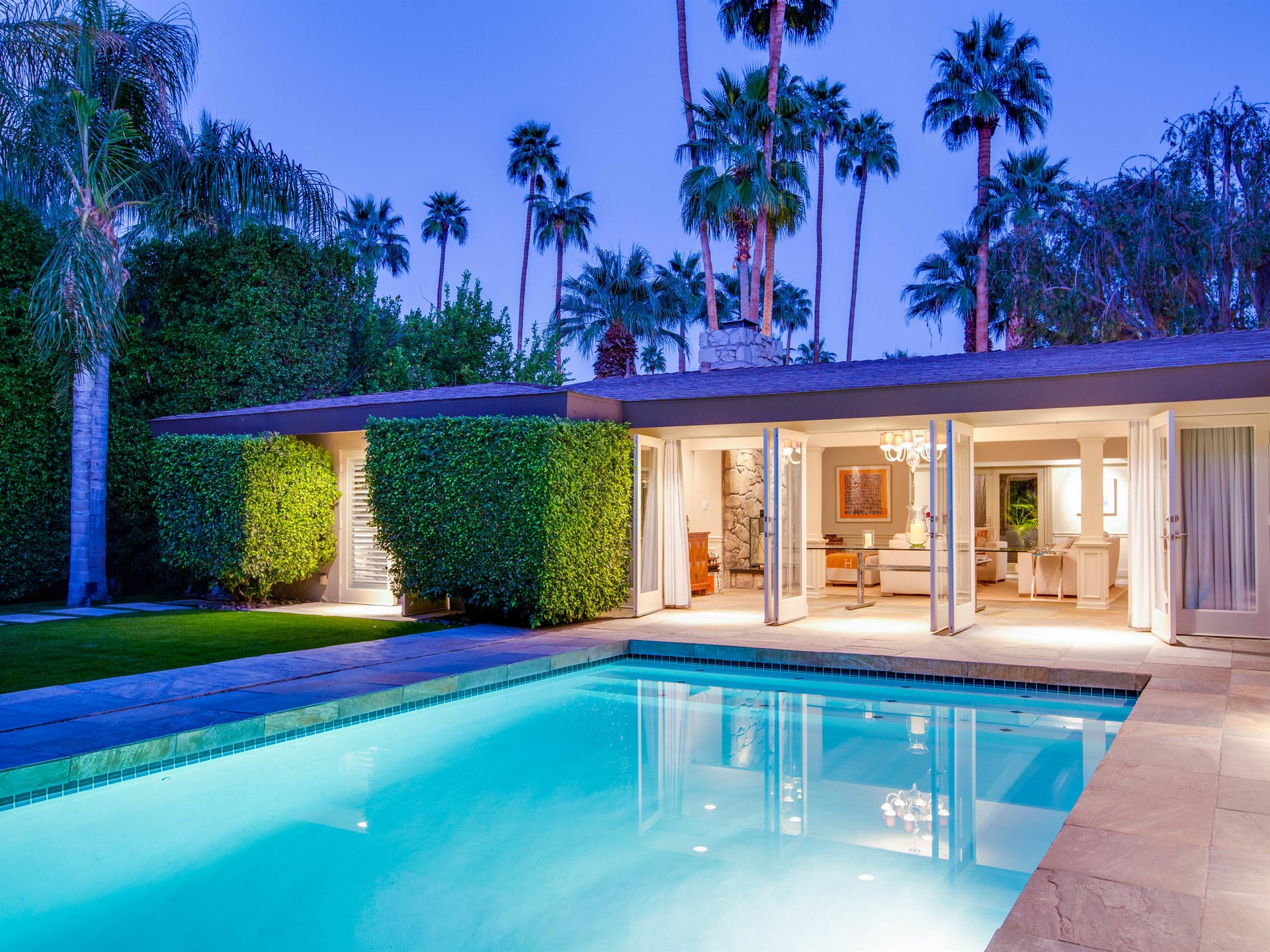A calm evening by the pool after a long day of relaxing