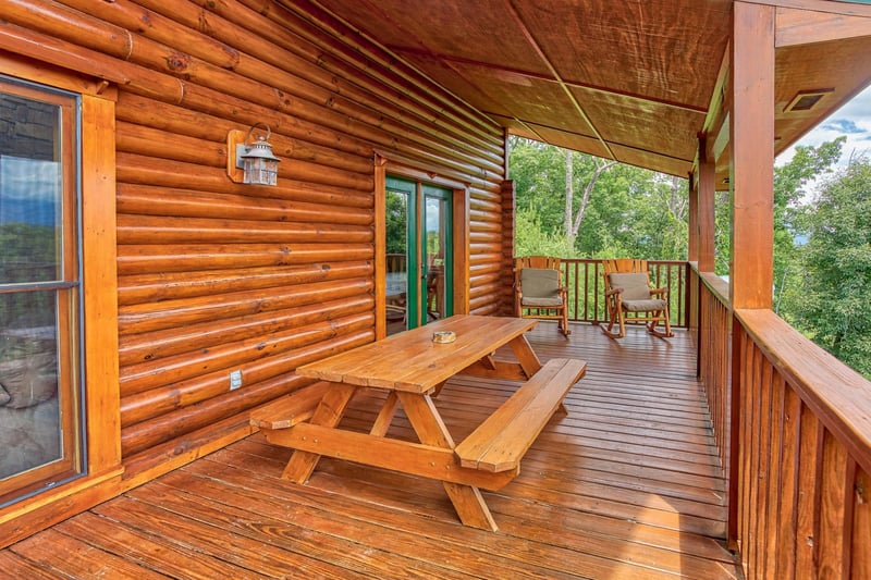 Deck rocking chairs and picnic table