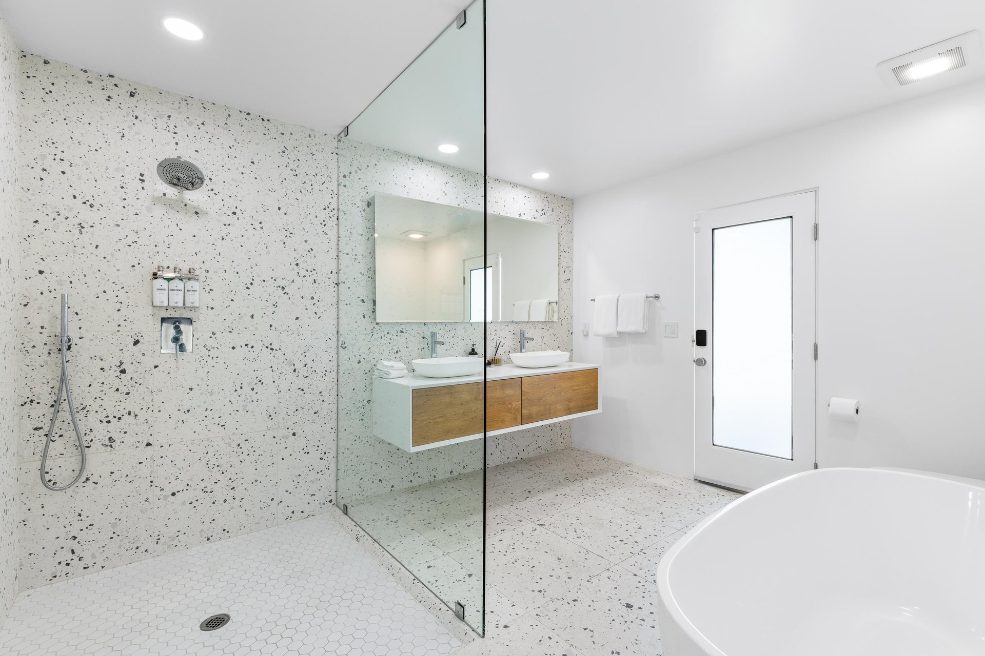 Gorgeous spalike step in shower in the en suite primary bath