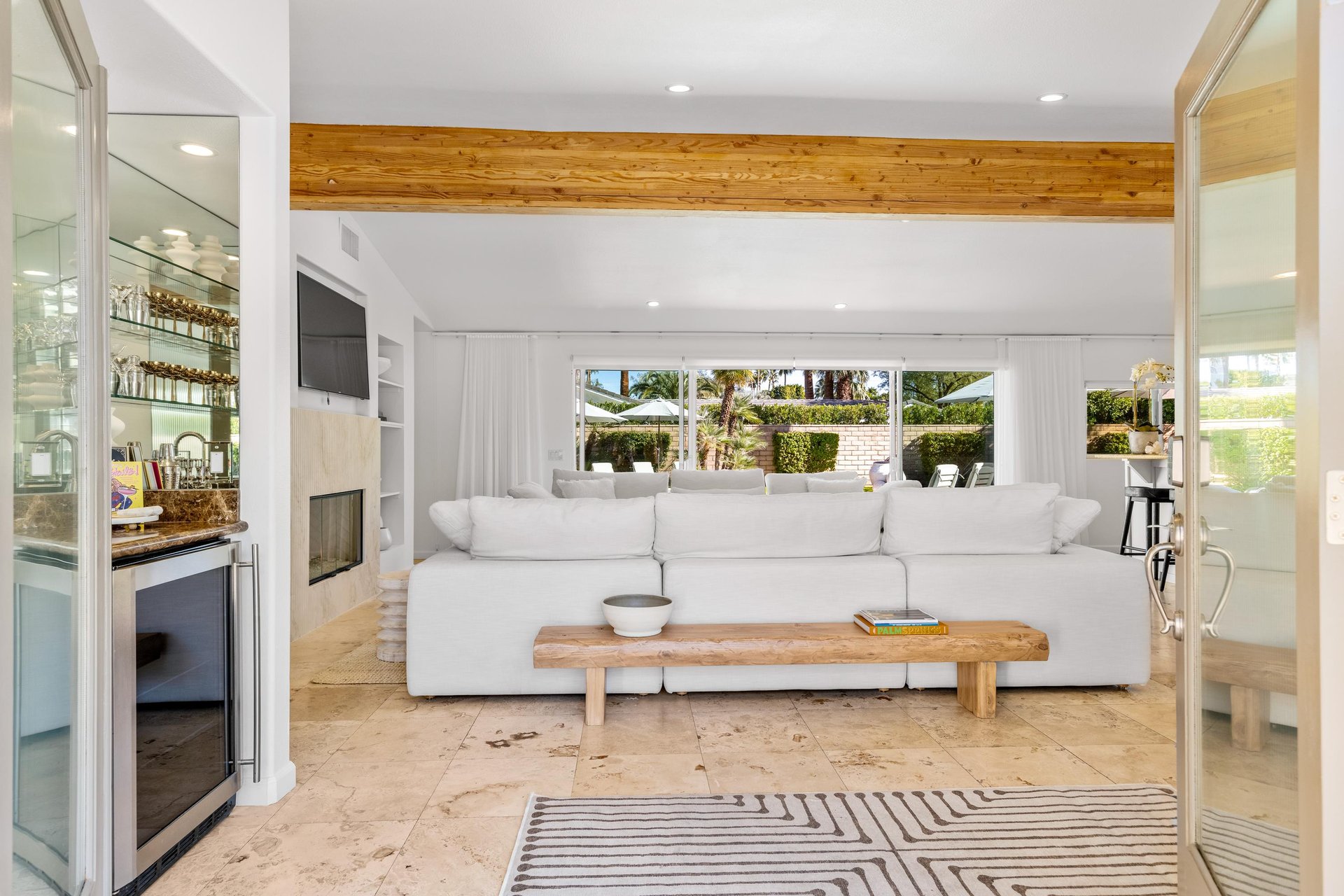 Sink into this plush white sofa