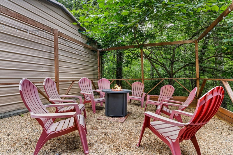 Outdoor chairs around firepit