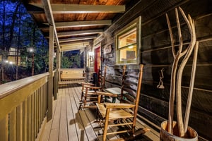 Deck to front door entrance night view