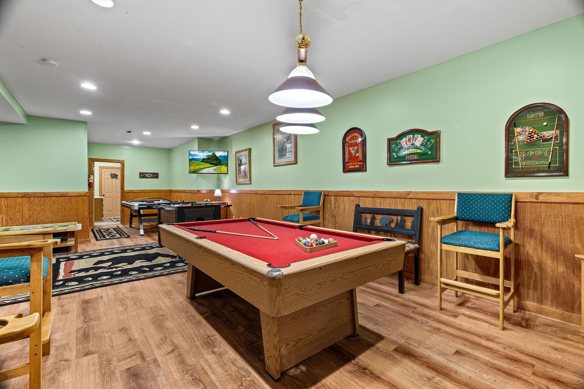 Game room at Lazy Bear Retreat, a 4 bedroom cabin rental located in Pigeon Forge