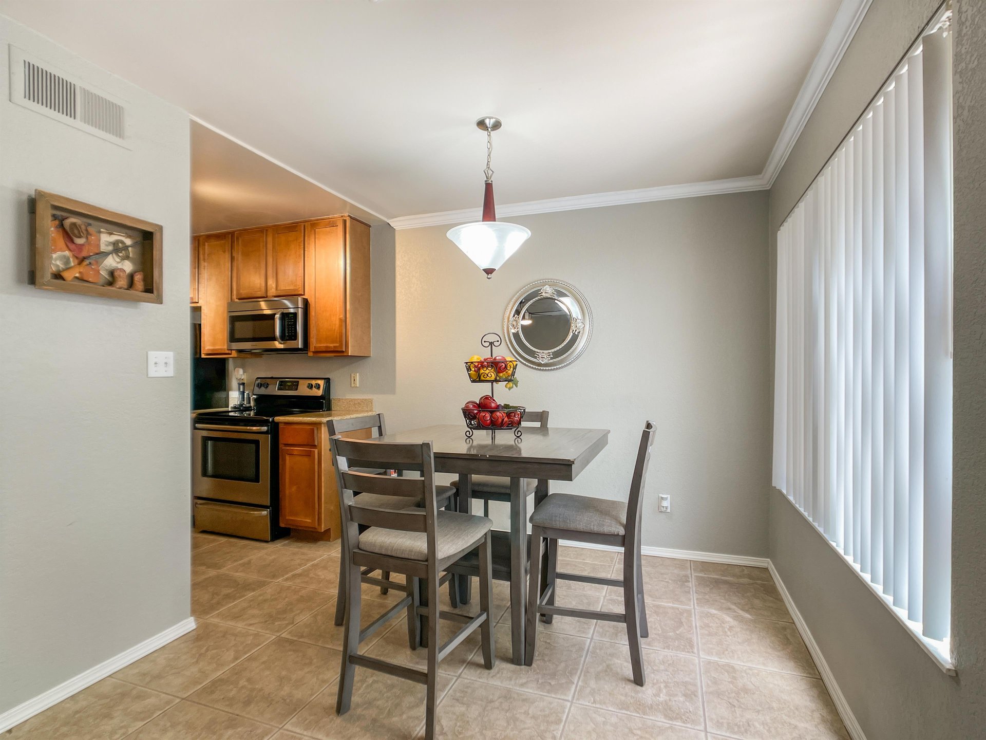 Dining area and kitchen