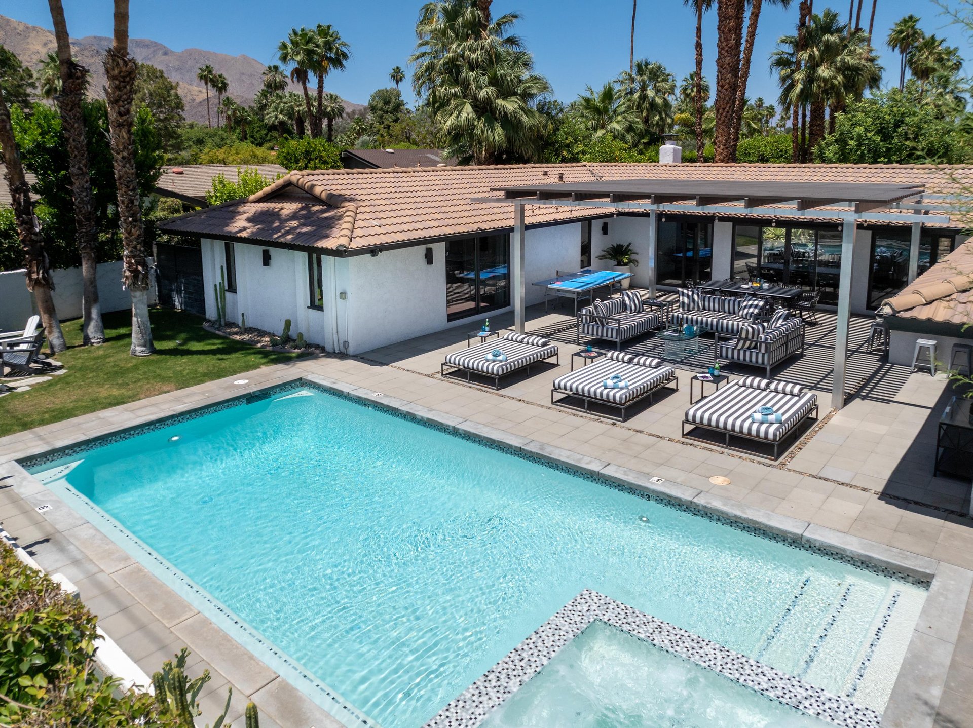 Views of the patio, private pool and spa.