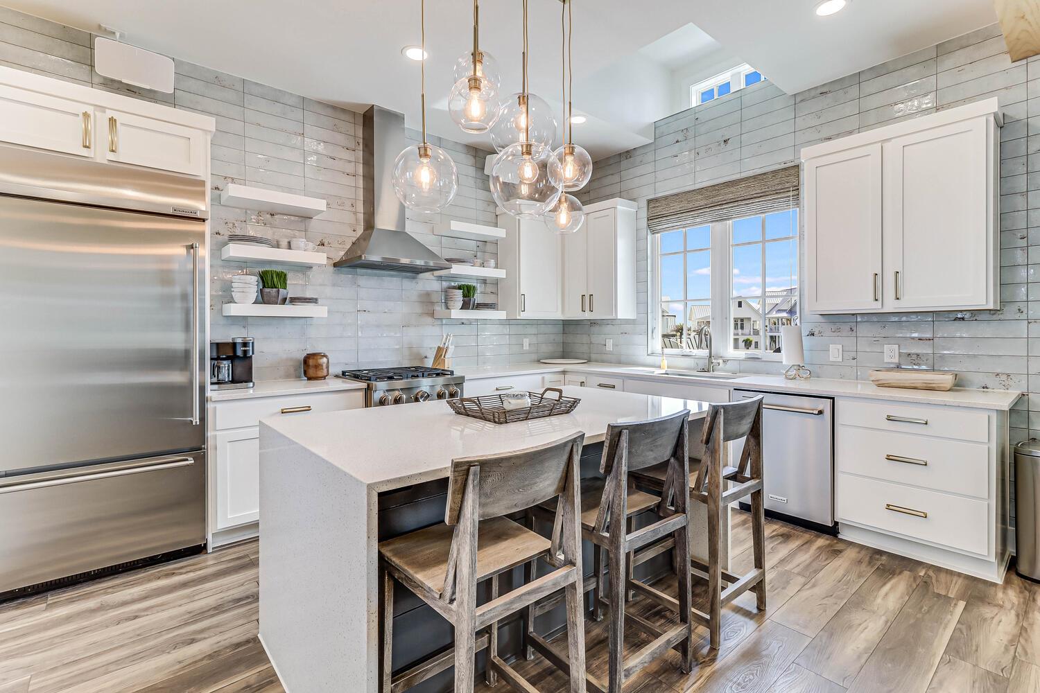 Unique Kitchen With Bar Seating