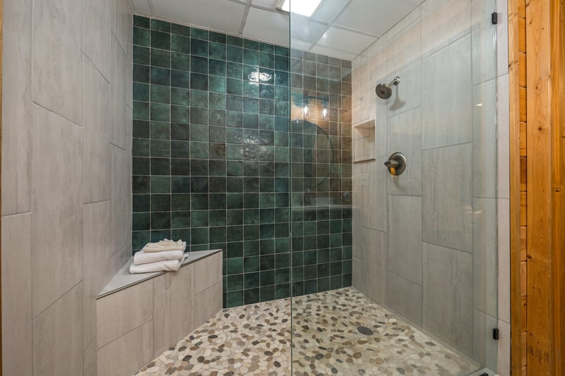 Walkin shower at Fox Ridge, a 3 bedroom cabin rental located in Pigeon Forge