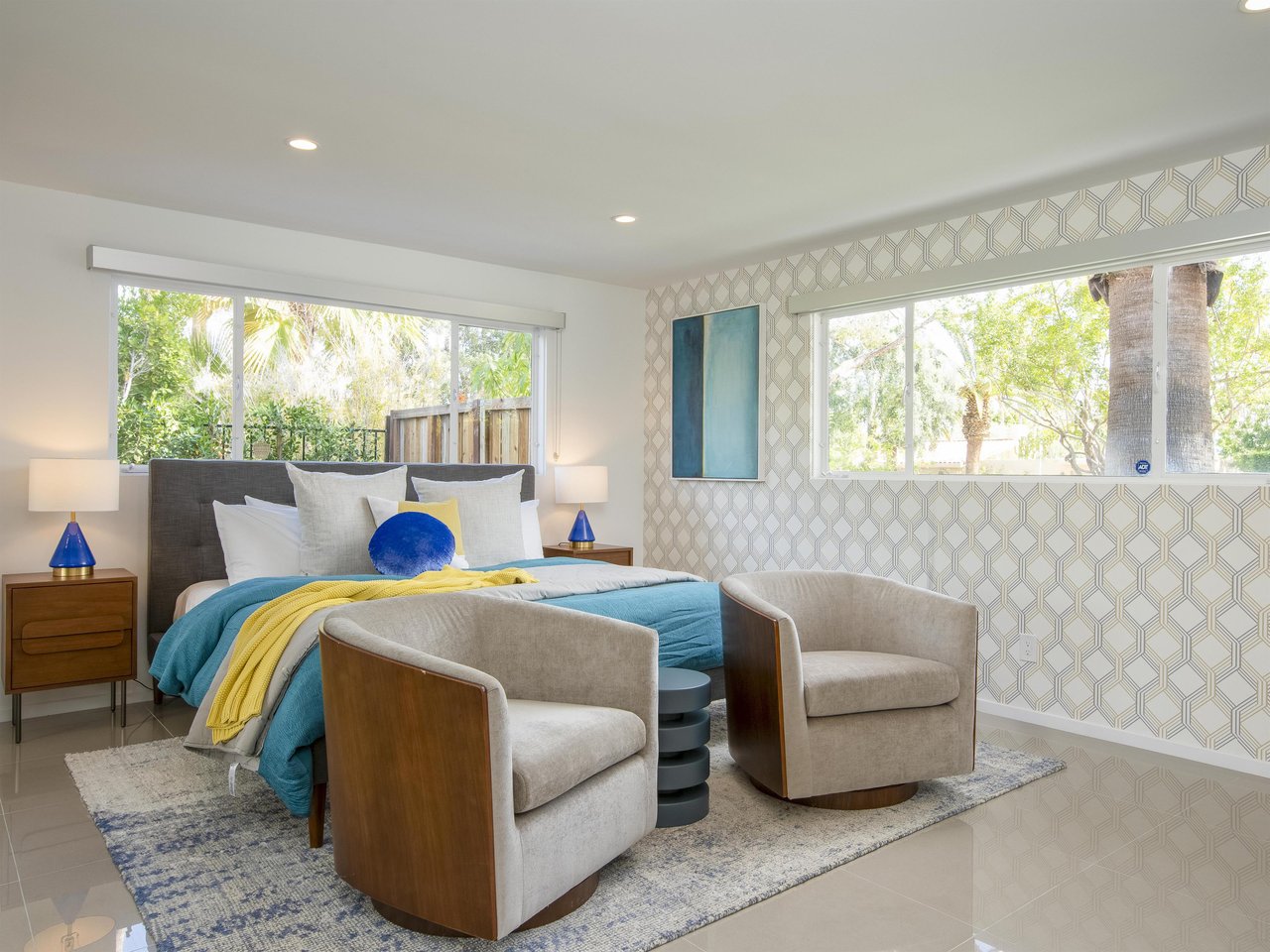 Charming bedroom with seating area