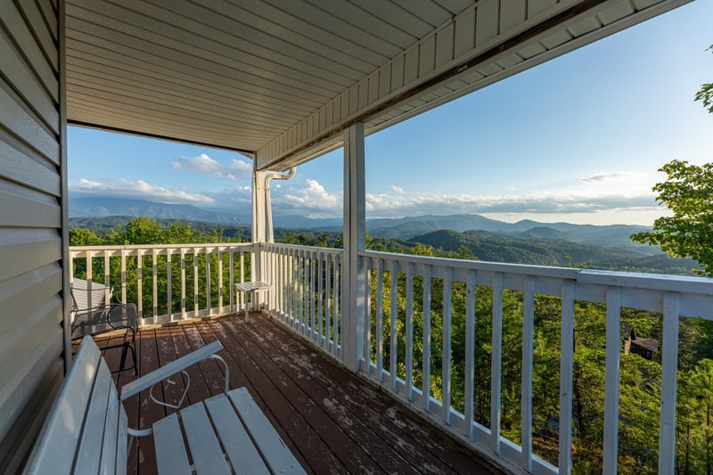 View from the covered porch at Black Bear Ridge, a 3bedroom cabin rental located in Pigeon Forge