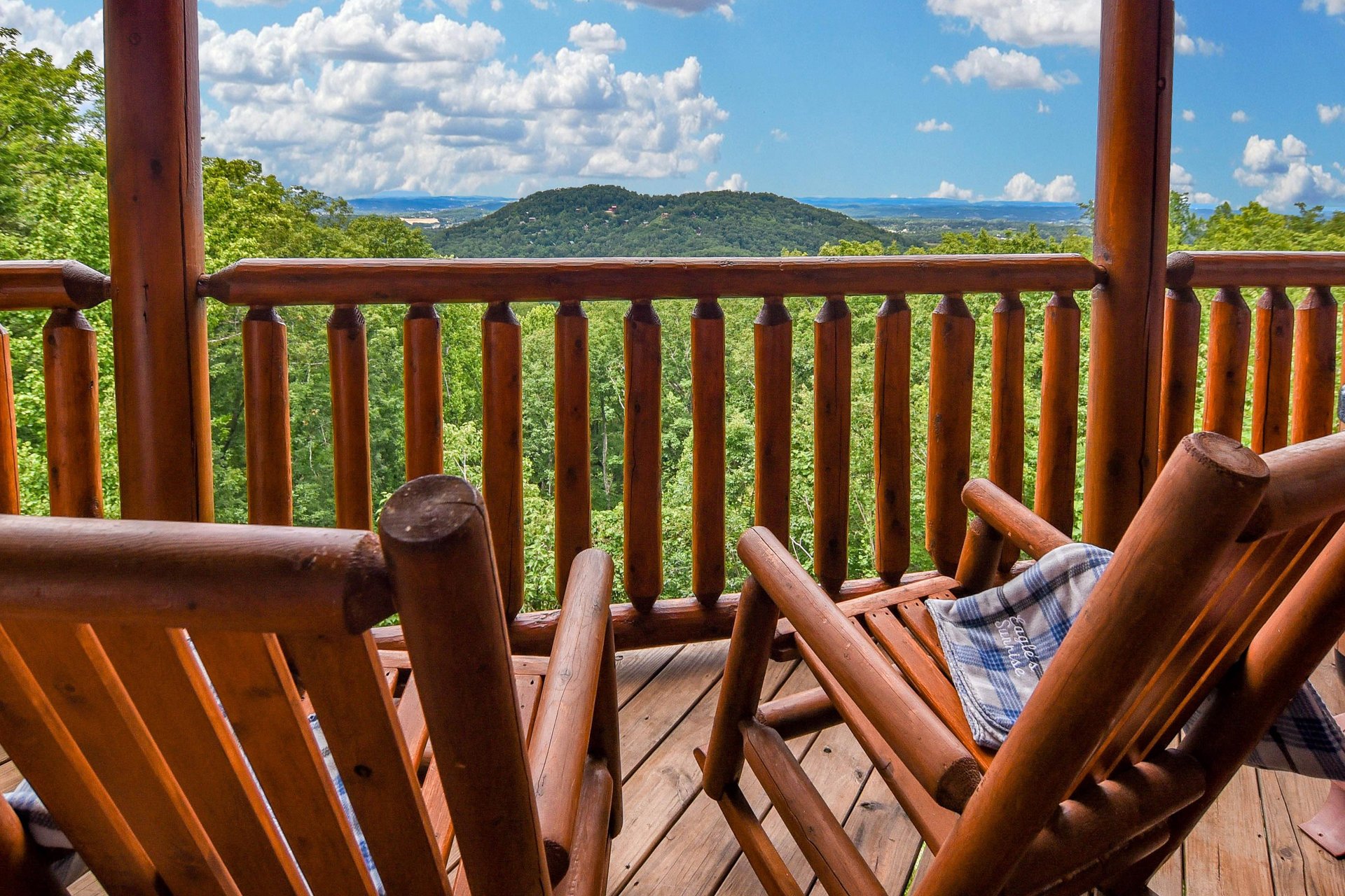 View from the deck at Eagles Sunrise, a 2 bedroom cabin rental located in Pigeon Forge