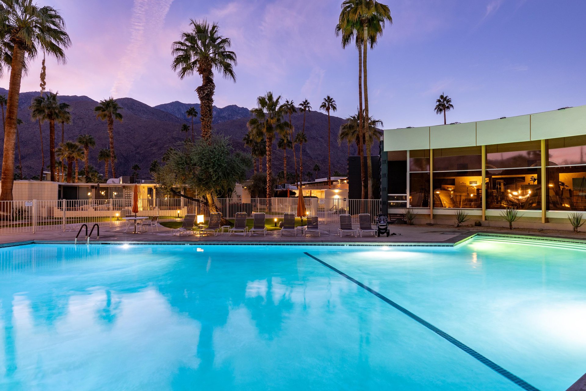 Take a dip at the pool at night
