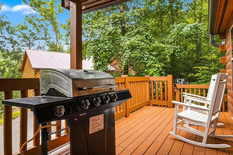 Sip your morning coffee on your private deck, where the peaceful rhythm of a rocking chair pairs perfectly with the natural beauty all around you.