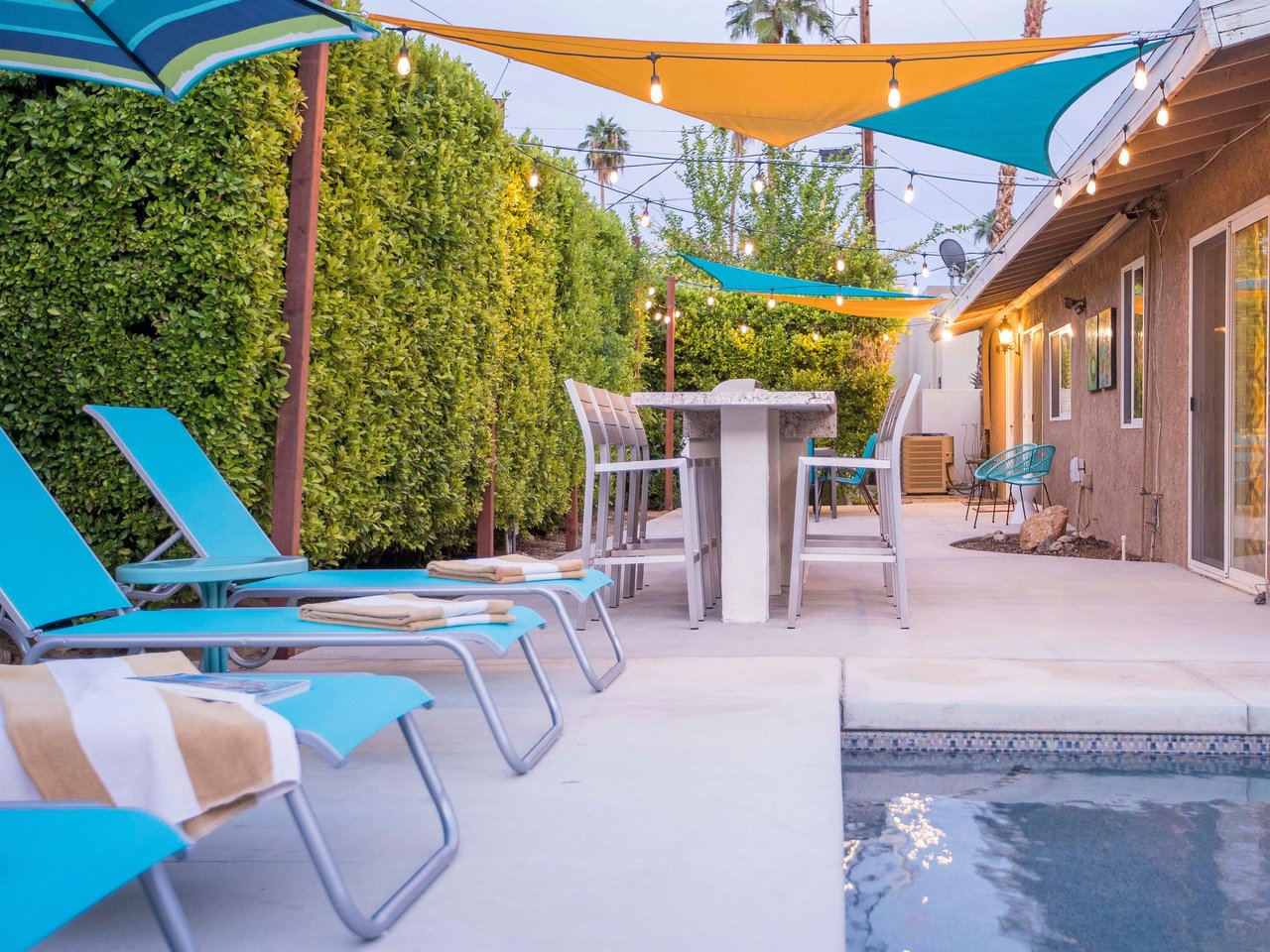 Lounge chairs for relaxing by the pool