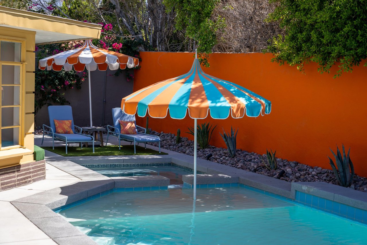 Shaded pool area
