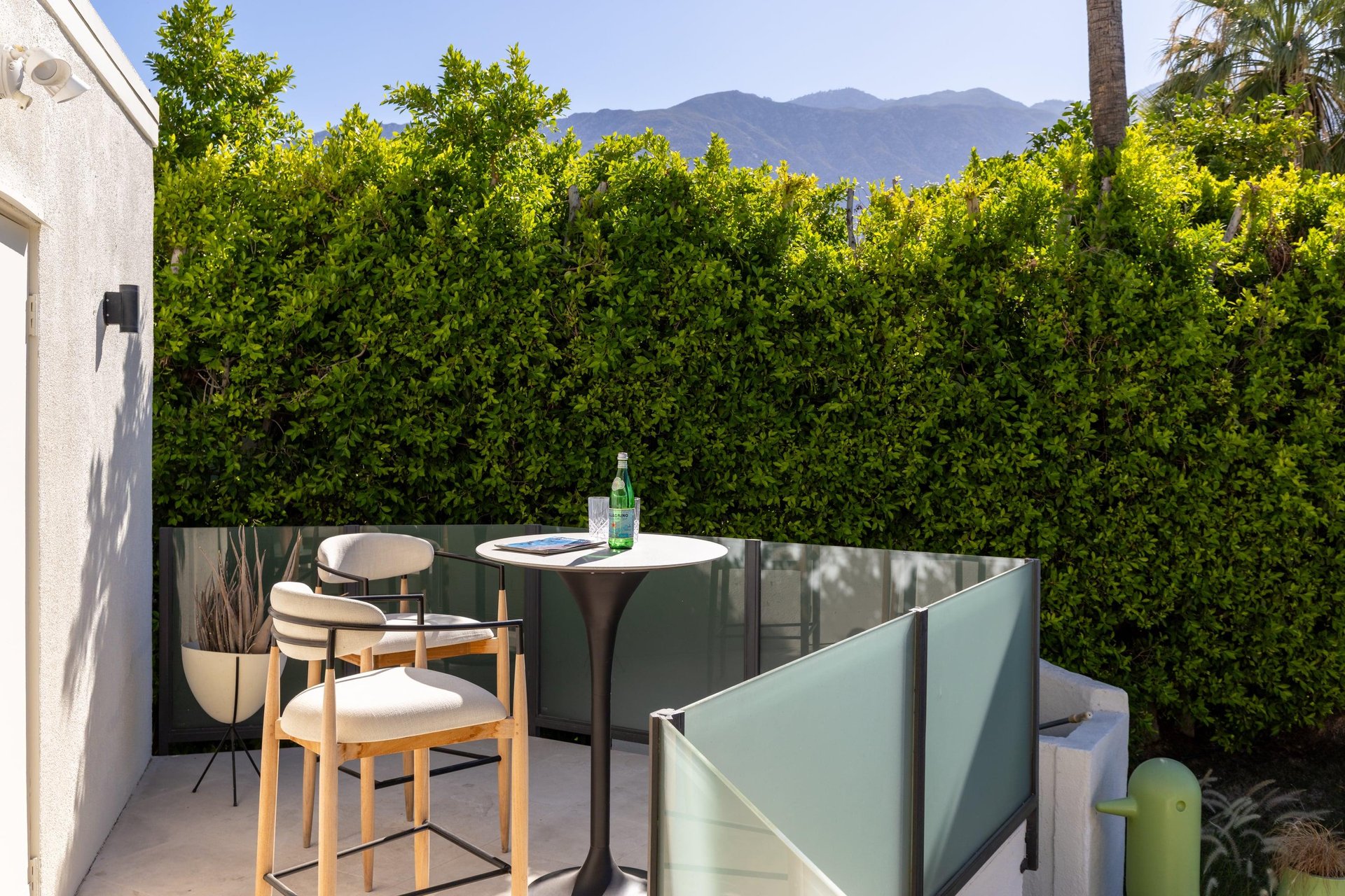 High top table and chairs for morning coffee