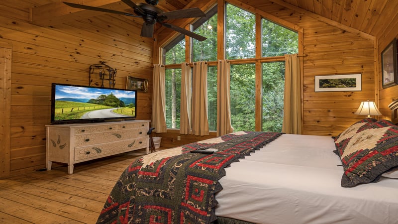Queen bed with windows