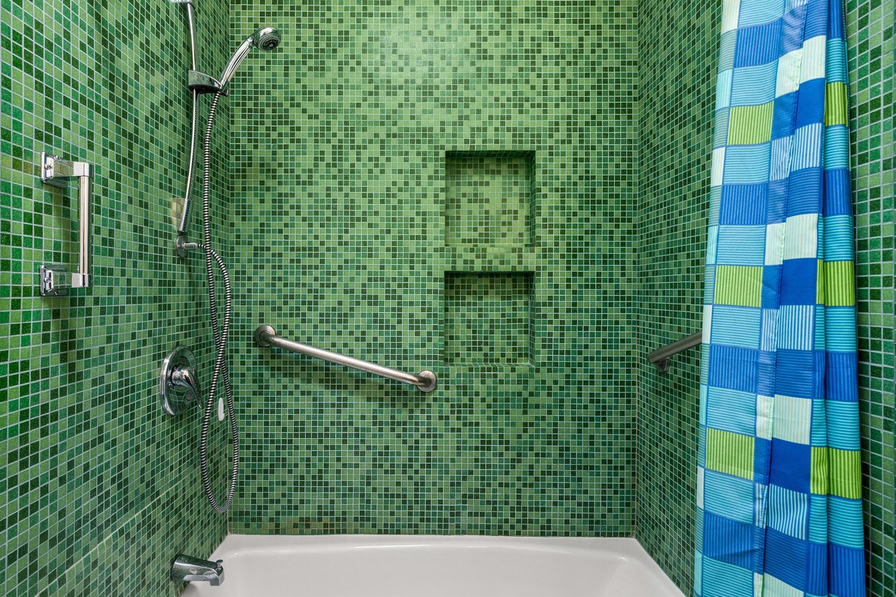 Greentiled guest shower