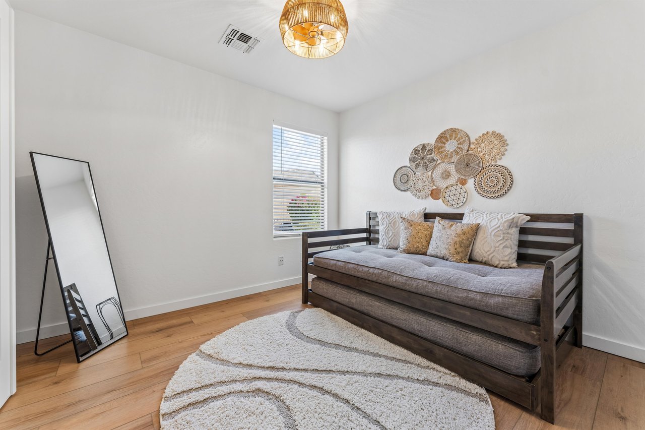 Located just off the living room. Twin bed with twin trundle bed.
