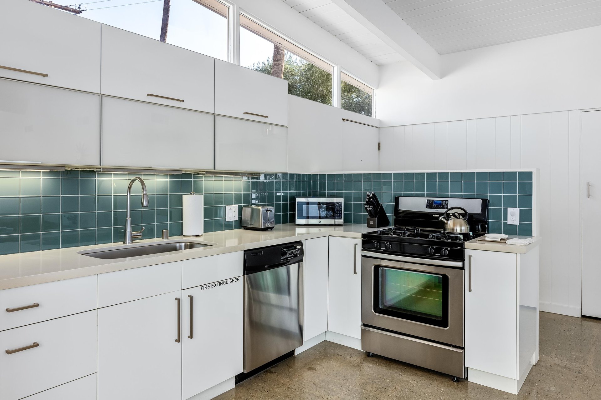 Serene green backsplash