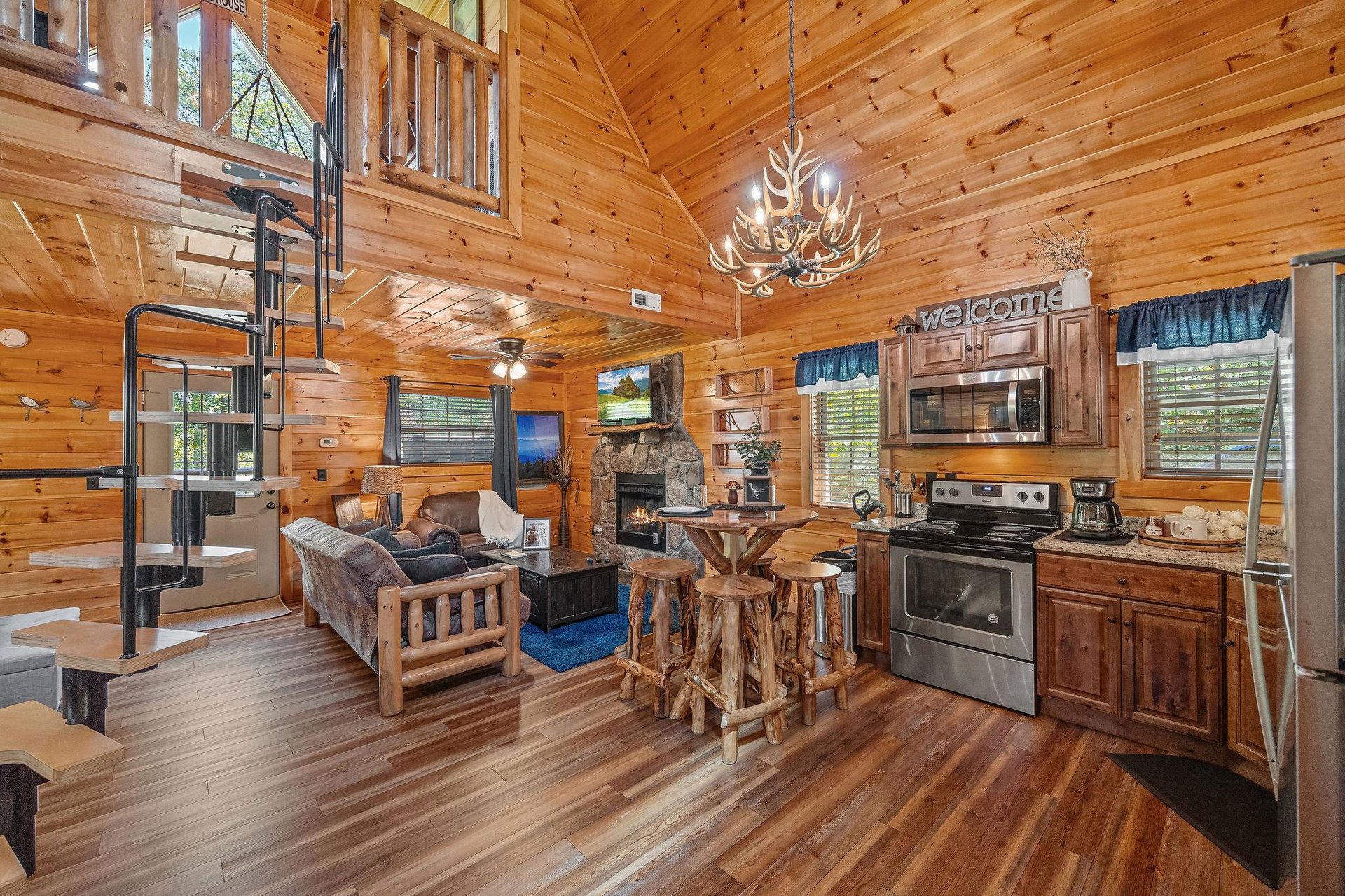 Small dining table with bar stools