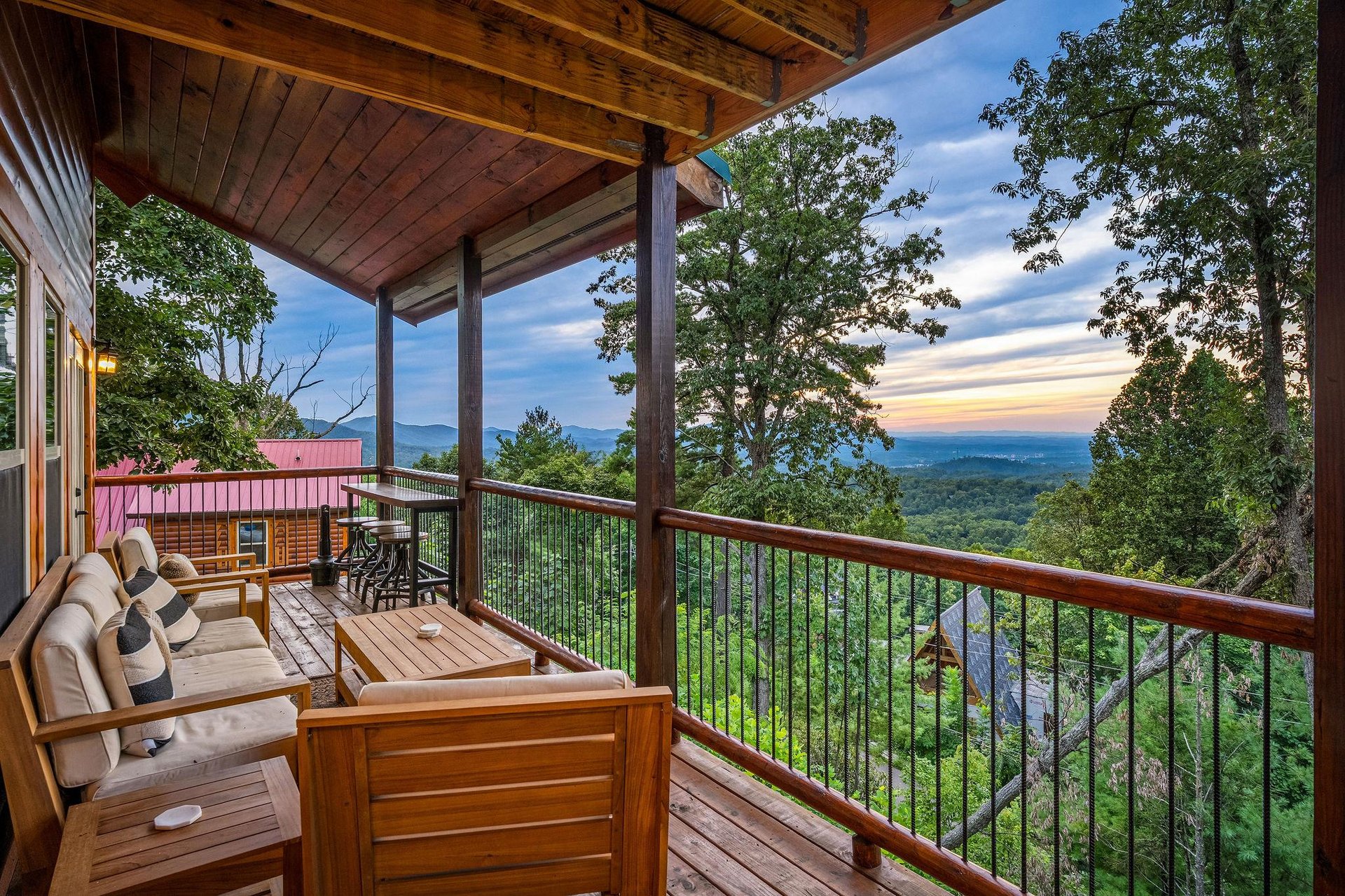 Outdoor seating access from entry living room and bedroom