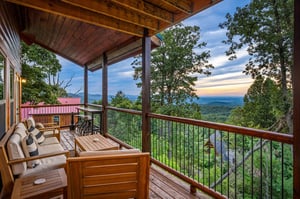 Outdoor seating access from entry living room and bedroom