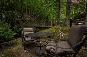 Outdoor Dining Table with Creek in Background