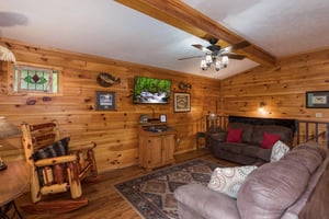 Living room with a TV at Birds Eye View, a 2bedroom cabin rental located in Gatlinburg