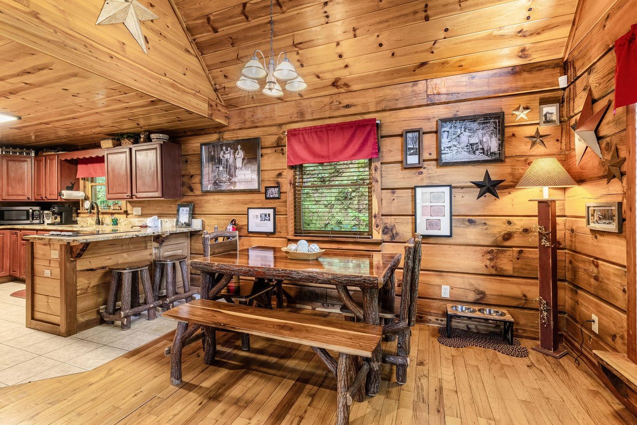 Dining table and chairs with bench