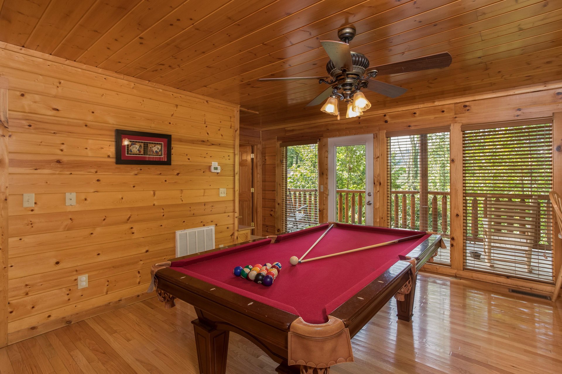 Pool table in the game room at Kick Back  Relax A 4 bedroom cabin rental located in Pigeon Forge
