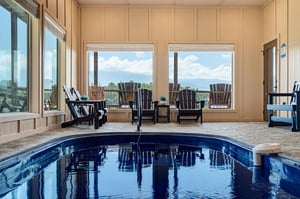 Step into your private indoor pool retreat with sweeping mountain views. Sink into an Adirondack chair after your swim and let the layered peaks and open sky become your daily backdrop.