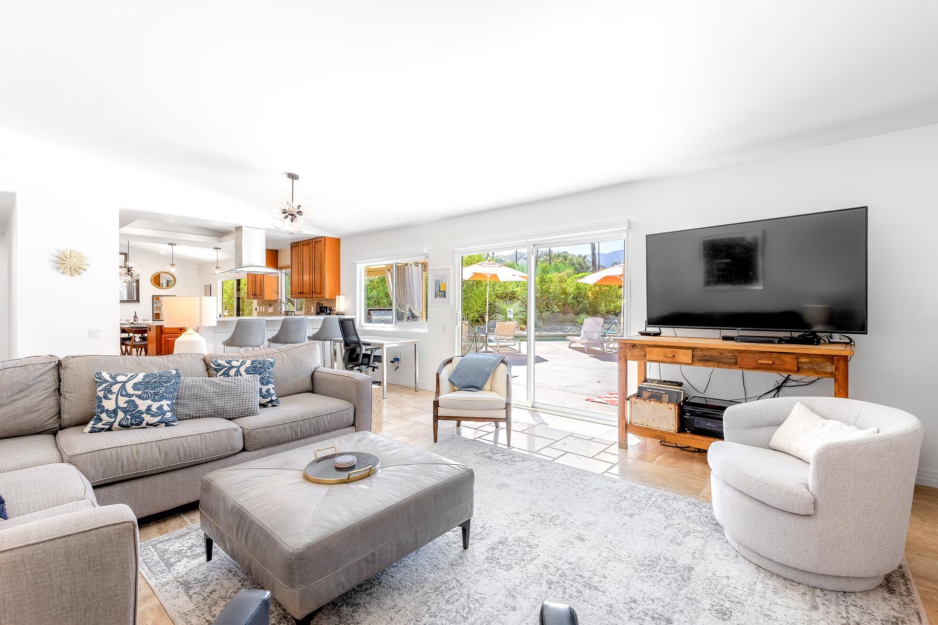 Cozy living room with tons of lights