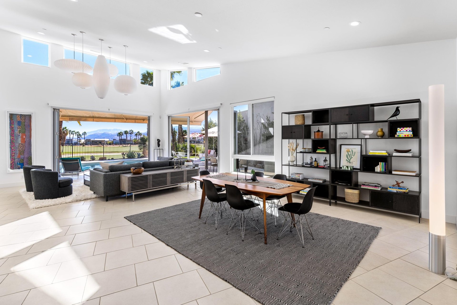 Views of the mountains and floor to ceiling windows