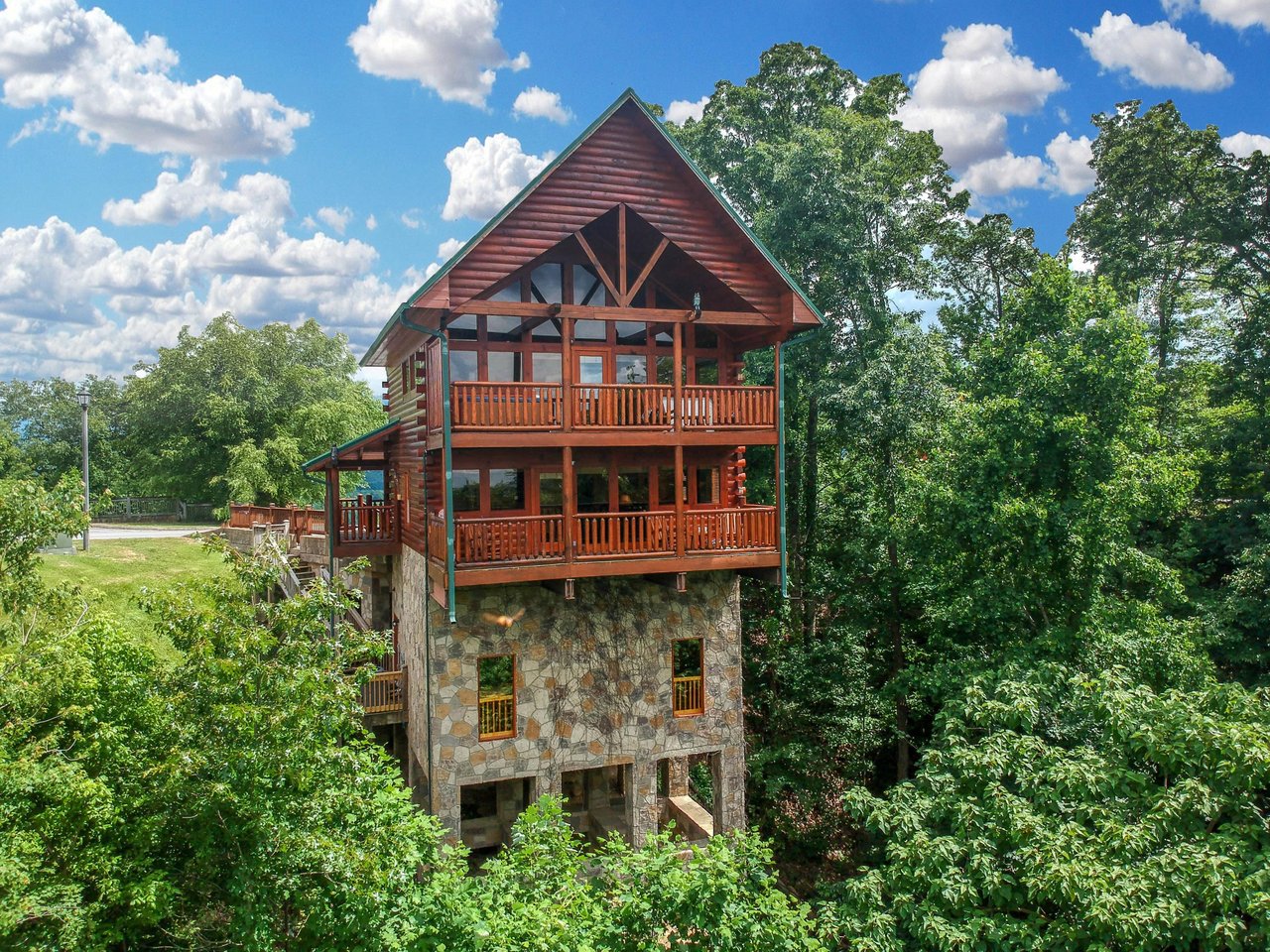 Back exterior view at Eagles Sunrise, a 2 bedroom cabin rental located in Pigeon Forge