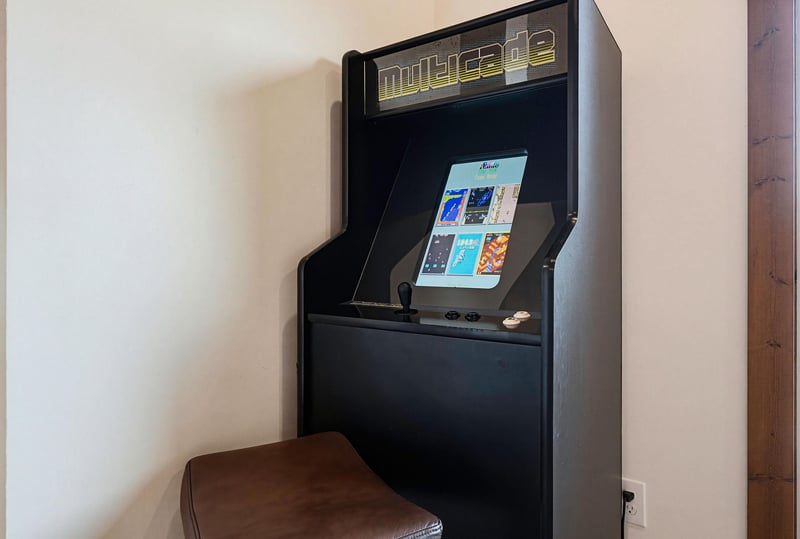 Classic arcade fun awaits in your private game room, perfect for unwinding with retro gaming nostalgia.