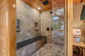 tile shower with bench