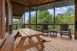 Deck picnic table and rocking chairs