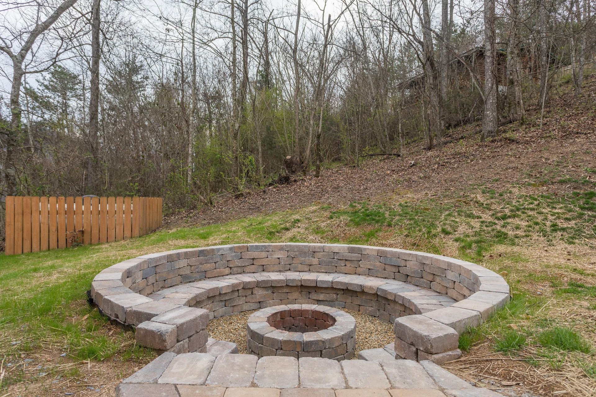 Fire pit built into the hillside
