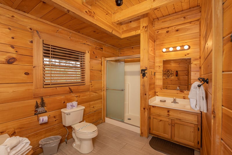 Bathroom with a shower at Livin Simple, a 2 bedroom cabin rental located in Pigeon Forge